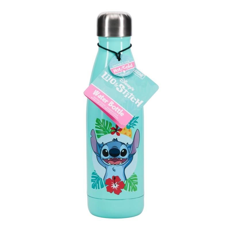 Botella Metalica Stitch Con Flores