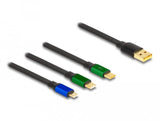 Delock 85359 Usb 3 In 1 Retractable Charging Cable For Micro Usb / 2 X Usb Type-C With Fast Charging Black