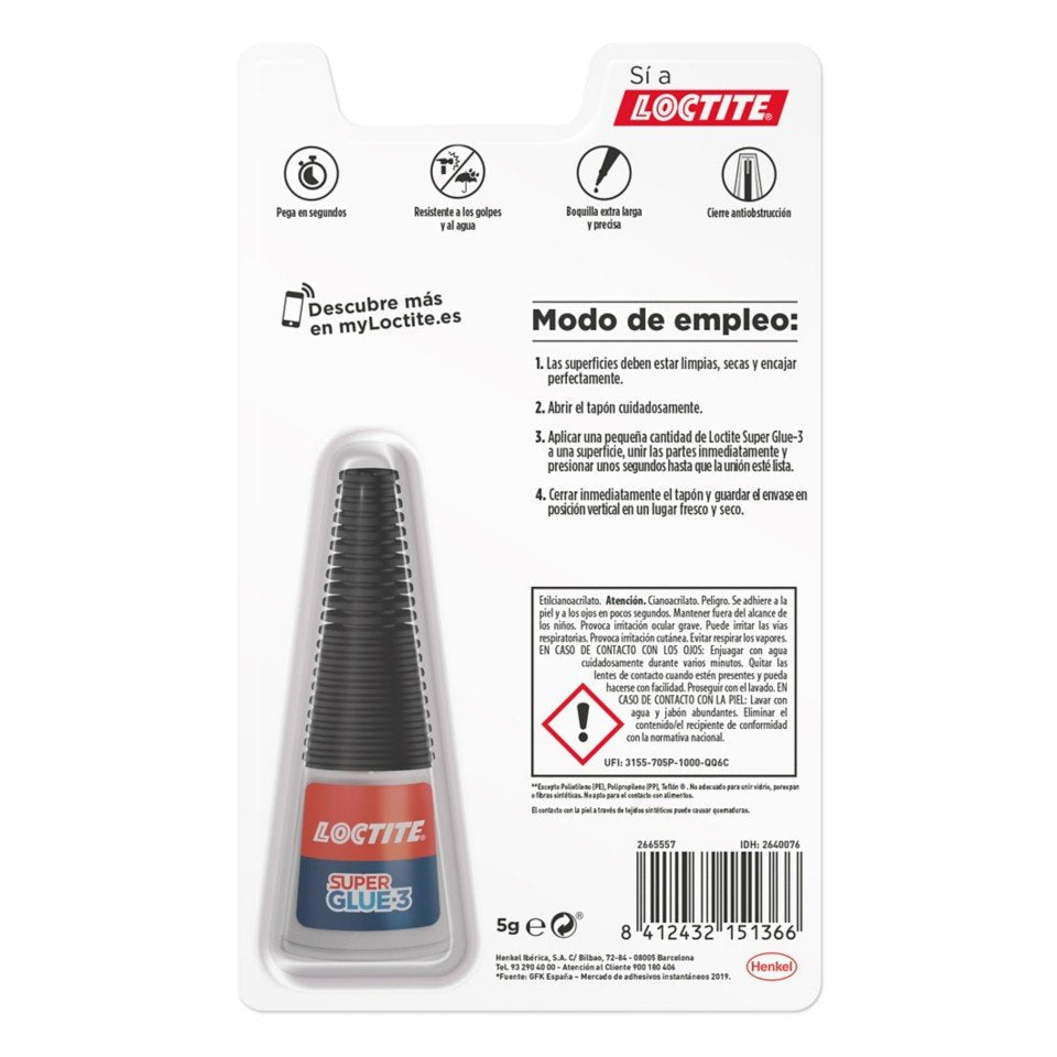 Pegamento En Tubo Loctite Super Glue-3 Precisión 5g