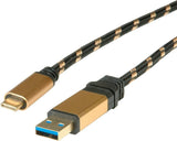 EAN 7611990152575 - ROLINE USB 1m cable USB USB 3.2 Gen 2 (3.1 Gen 2) USB A USB C Negro, Oro imagen 1