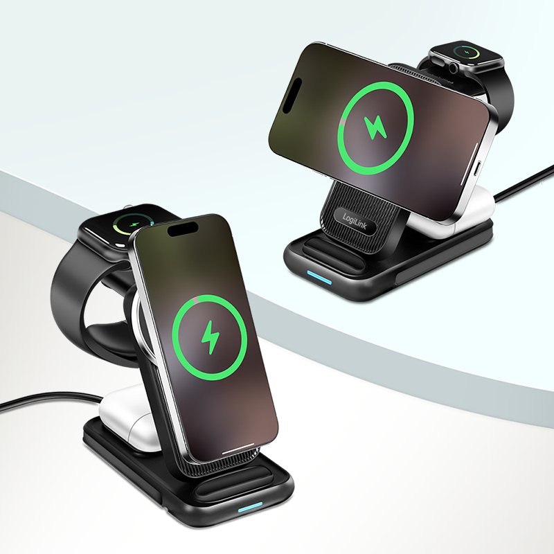 Logilink Wireless Table Charger, 4 In 1, 15w