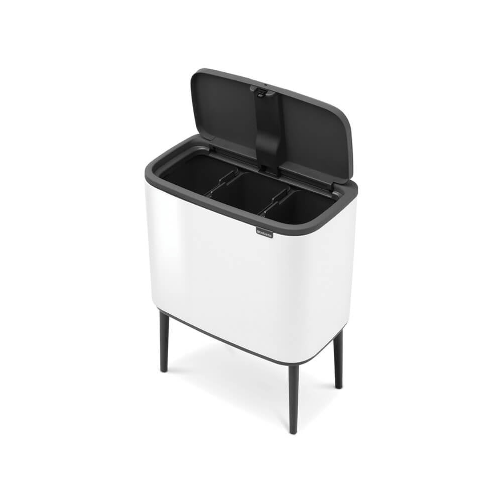Brabantia 313523 Papelera 33 L Rectangular Acero Inoxidable Negro, Blanco