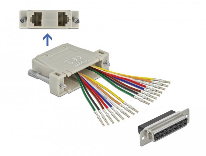D-Sub 25 Pin Crimp Buchse Zu 2 X Rj45 Buchse Mit Montagesatz Beige