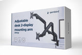 Gembird Ma-Da2-02 Adjustable Desk 2-Display Mounting Arm Tilting 17-32" Up To 8 Kg