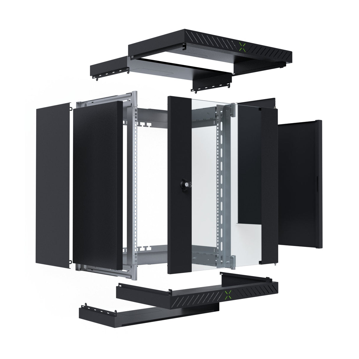 Armario De Pared X-Rack De 19" Con Puerta De Vidrio De 400-600 Mm, 15u, Color Negro.