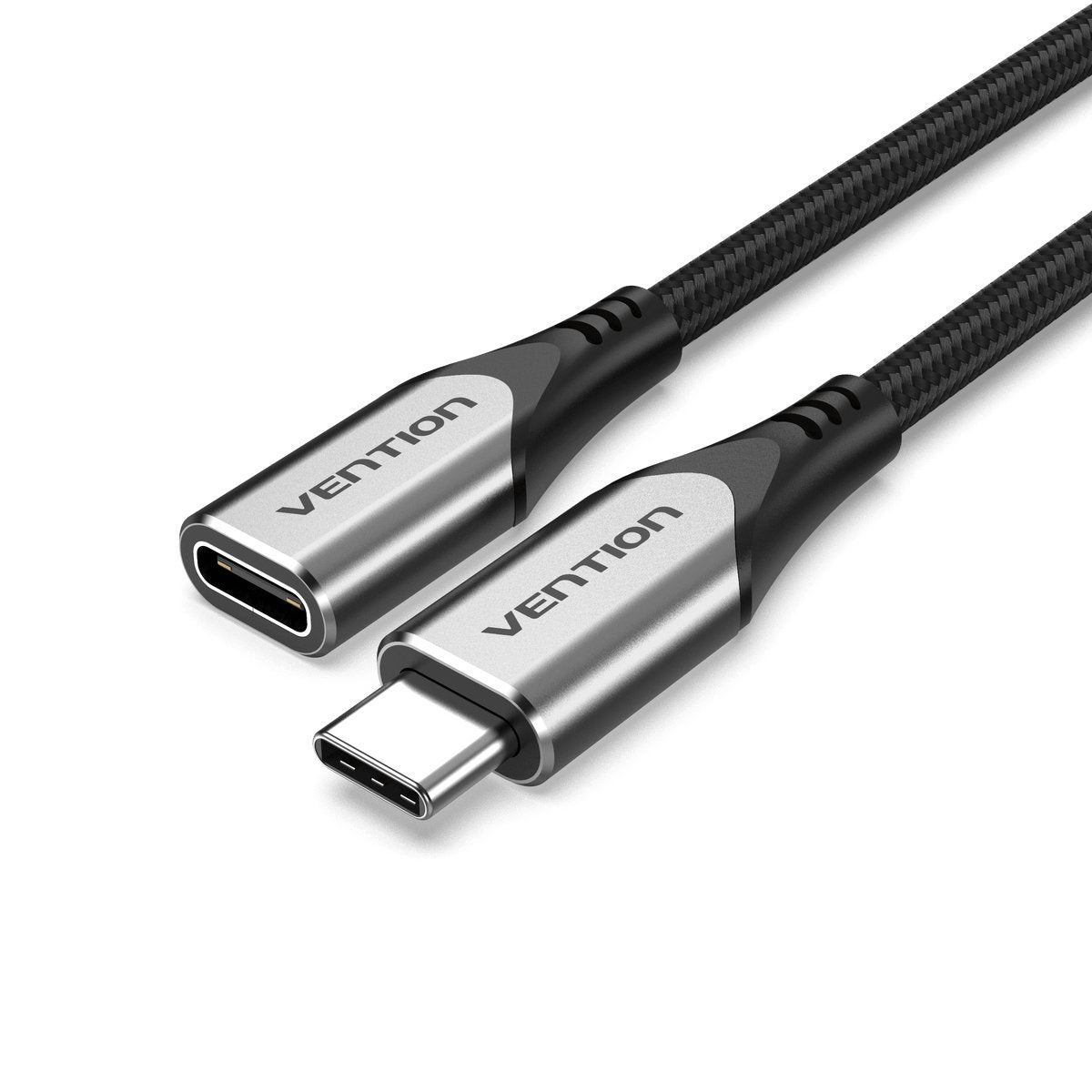 Cable Alargador Usb 3.1 Tipo-C Vention Tabhf Usb Tipo-C Macho Usb Tipo-C Hembra 1m Gris