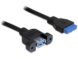Delock 0.5m Usb 3.0 F/F Cable Usb 0,5 M Usb A Idc Negro