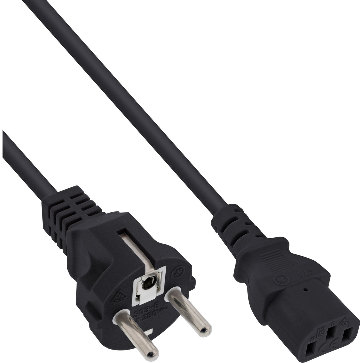 Cable De Alimentación Inline Tipo F Recto A 3 Pines Iec C13 Negro 1m