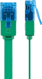 Latiguillo Cat 6a, U-Utp,  1.00 M, Verde, Plano Cu-Pvc