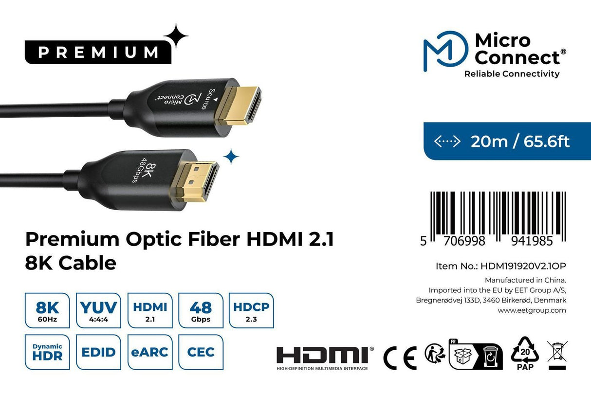 EAN 5706998941985 - Microconnect HDM191920V2.1OP cable HDMI 20 m HDMI tipo A (Estándar) Negro imagen 3
