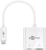 Adaptador Usb Goobay, Conector Usb-C > Conector Usb-C + Conector Hdmi Blanco, 15 Cm, Pd, Carga Con Hasta 60 Vatios 62110