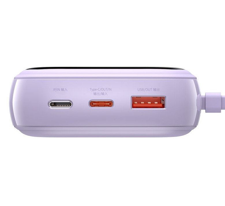 Power Bank  Baseus Qpow 20000mah, Ip, Usb, Usb-C, 20w Z Kablem Ip Fioletowy