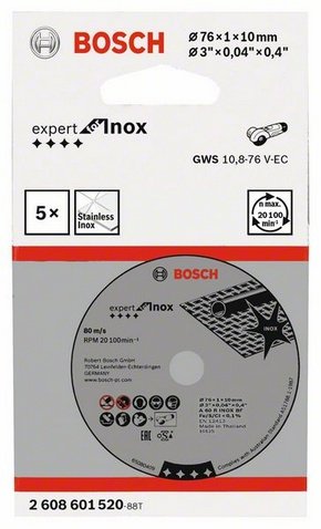 Bosch Ts 76x1x10mm Expert Para Inox,5 Stk.