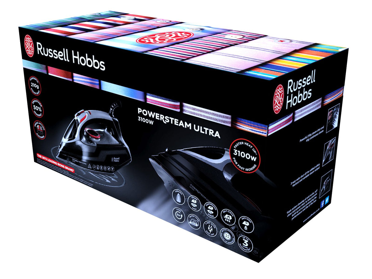 Russell Hobbs 20630-56 Plancha Plancha Vapor-Seco Suela De Cerámica Negro, Gris 3100 W