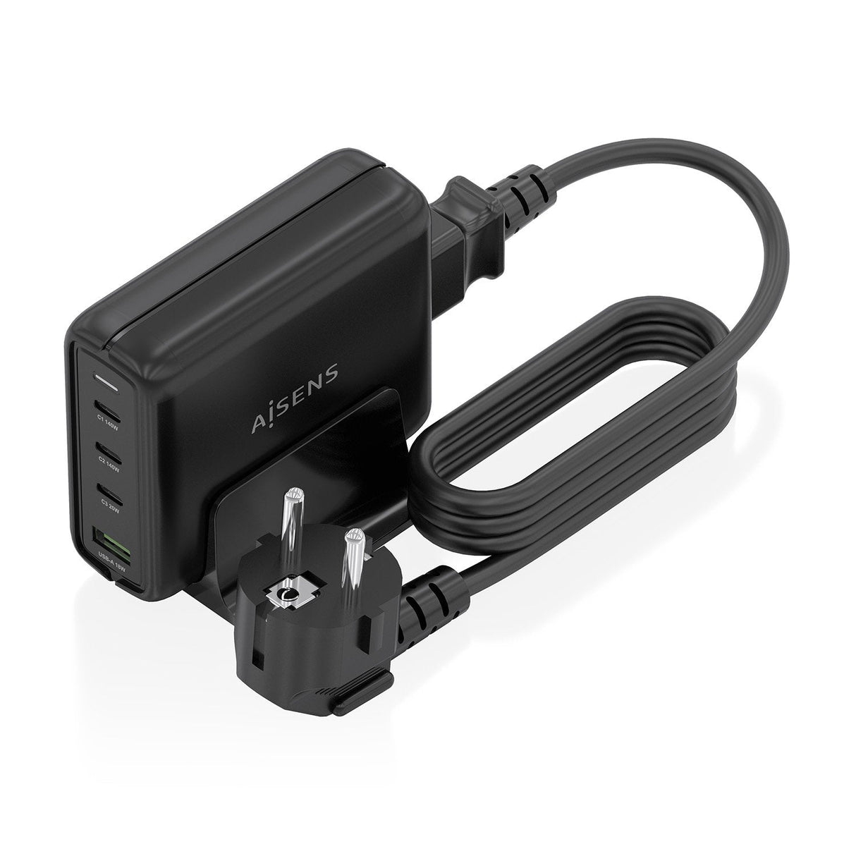 Aisens Cargador Sobremesa Gan 140w, 3xusb-C Pd3.1 Qc4.0 Qc5.0, 1xusb-A Qc3.0, Negro