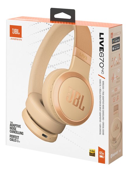 Jbl Live 670 Nc Bluetooth On-Ear-Kopfhörer Con Noise-Cancelling, Sandstein