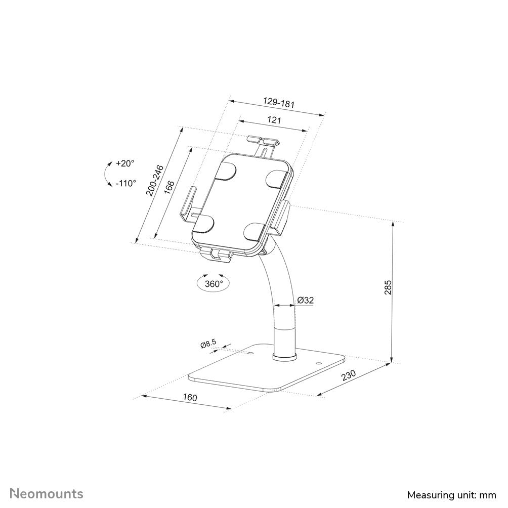 Neomounts By Newstar Soporte Para Mostrador Tablet 100x100 Mm 1kg 7.9-11'' Blanco