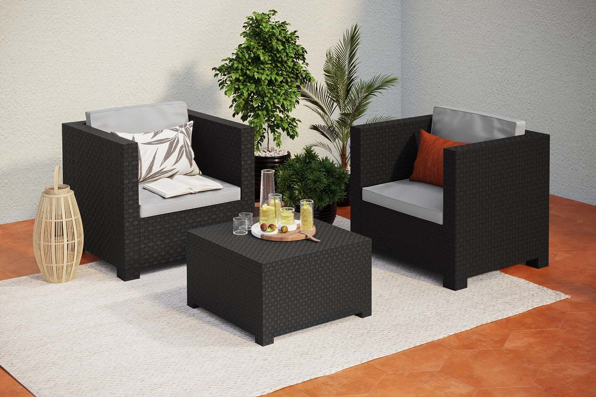 Conjunto De Jardin/Terraza De 2 Sillones+1 Mesa. Diva Tete Grafit Sp Berner