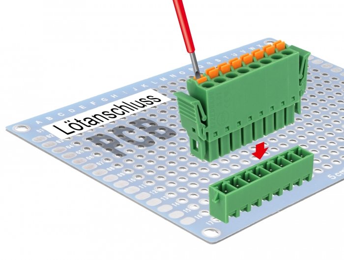 Delock 65974 Bloque De Terminales Fijado Para Pcb 8 Pin 3,81 Mm Paso Vertical