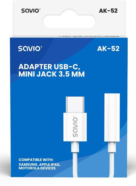EAN 5901986047513 - Savio AK-52 cable de teléfono móvil Blanco 0,11 m USB C 3,5mm imagen 2