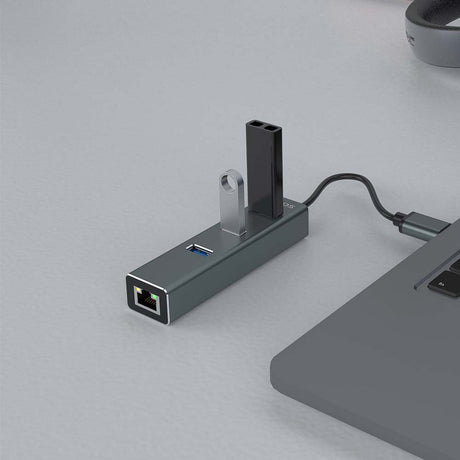 EAN 5901986047773 - Savio AK-57 USB-A - 3 x USB-A HUB with RJ-45 Gigabit Ethernet adapter 5000 Mbit/s grey USB 3.2 Gen 1 (3.1 imagen 3