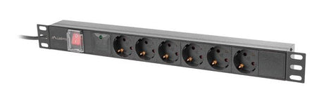 EAN 5901969441772 - Lanberg PDU-06F-0200-BK unidad de distribución de energía (PDU) 6 salidas AC 1U Negro imagen 2