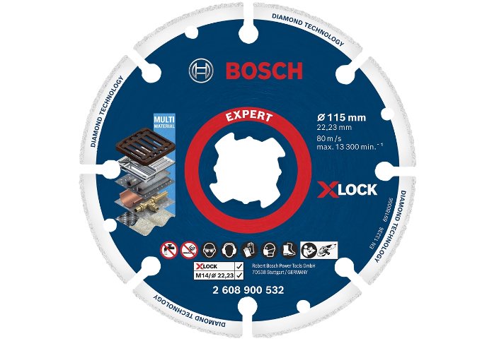 Bosch Disco De Metal De Diamante X-Lock 115 Mm, Disco De Corte 2608900532
