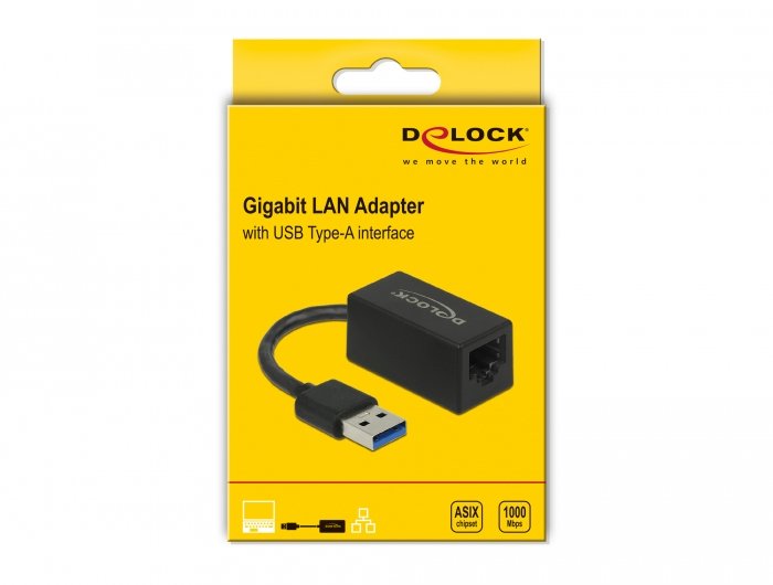Delock Adaptador Superspeed Usb (Usb 3.2 Gen 1) Con Usb Tipo-A Macho > Gigabit Lan 10/100/1000 Mbps Compacto Negro