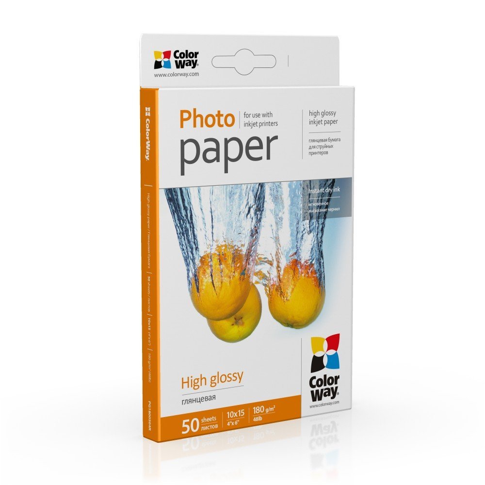 Papel Fotogrã¡Fico De Alto Brillo Colorway, 50 Hojas, 10x15, 180 G/Mâ²
