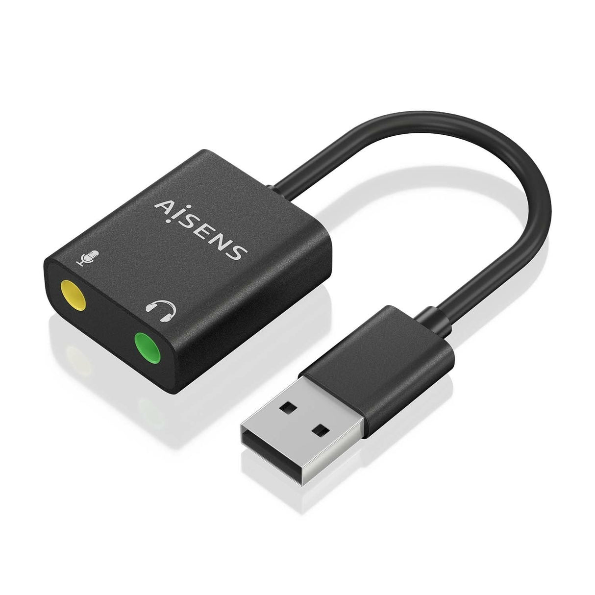 Aisens Conversor Usb-A A Audio 48khz - Usb-A/M-2xjack 3.5/H - 10cm - Negro