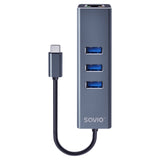 EAN 5901986047766 - Savio AK-57 USB-C - 3 x USB-A HUB with RJ-45 Gigabit Ethernet adapter 5000 Mbit/s grey 2 x USB 3.2 Gen 2  imagen 8