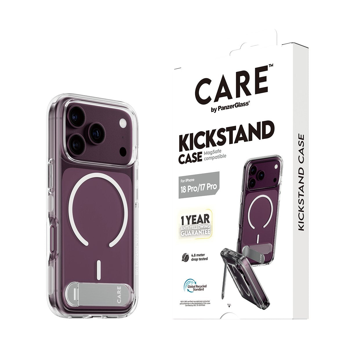 Panzerglass Care Kickmand Case Transp. W. Blanco Magsafe Iphone 18 Pro/ 17 Pro