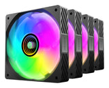 Kit 4 Ventiladores Pc  Auxiliar Mf-Si4kit A-Rgb Infinity Negro Mars Gaming 4x Ventiladores Ultrasilenciosos Argb/ Mando A Distancia Y Hub Argb.