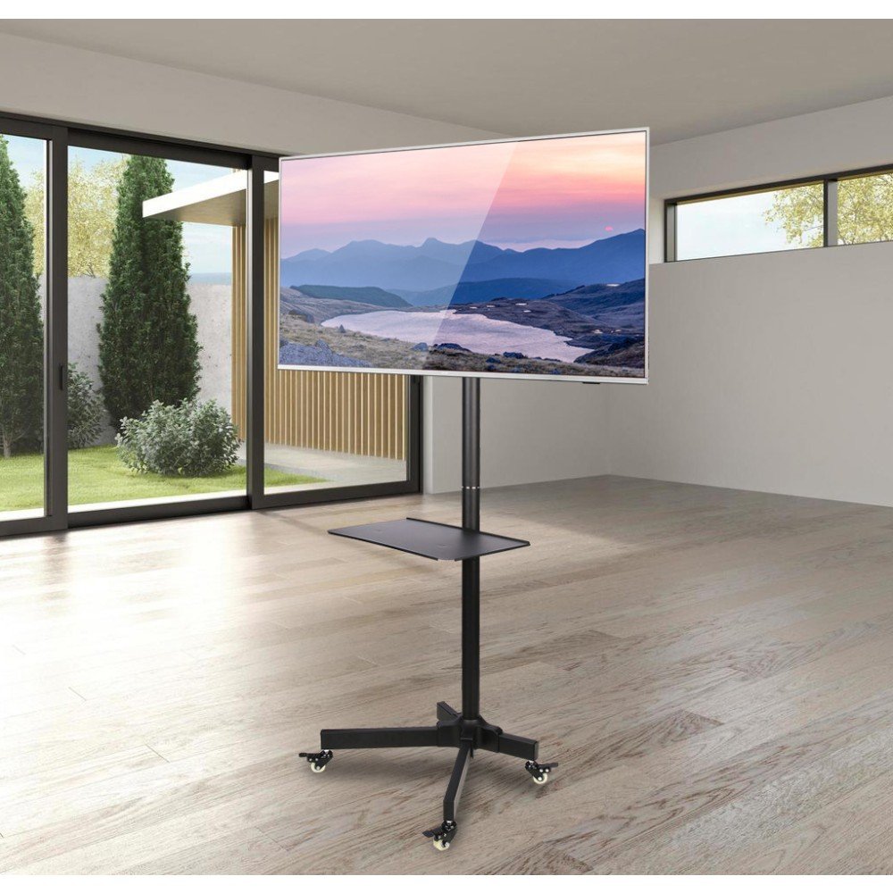Techly Ica-Tr20 Soporte De Pie Para Pantalla Plana 94 Cm (37") Soporte De Suelo Con Ruedas Para Pantalla Plana Negro