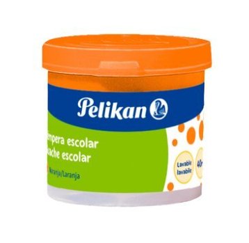 Pelikan Tempera Escolar Frasco 40ml - Facil De Lavar - Ideal Para Actividades Escolares - Color Naranja
