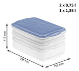 Rotho Rondo Horizon Blue - Recipiente Para Almacenar Alimentos - 2 X 0,75l, 1 X 1,35l
