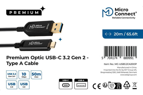 EAN 5704174889991 - Microconnect MC-USB3.2CA20OP cable USB USB 3.2 Gen 2 (3.1 Gen 2) 20 m USB A USB C Negro imagen 3