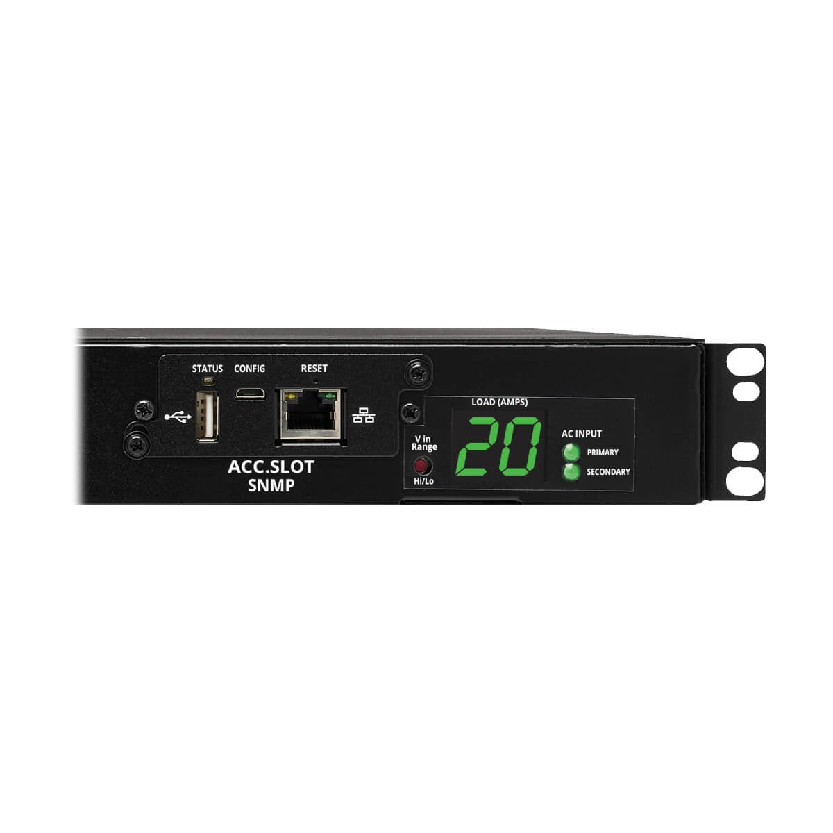 Eaton Tripp Lite   3.8kw Single-Phase Switched Automatic Transfer Switch Pdu Two 200-240v C20 Inlets 8 C13 & 2 C19 Outputs 1u Taa