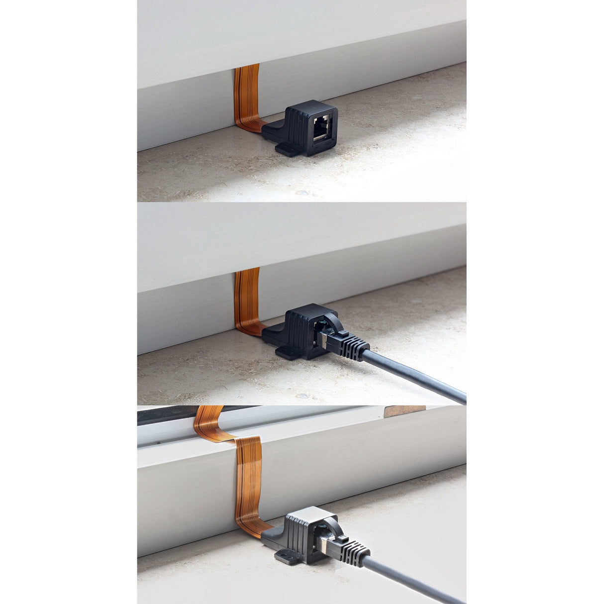 Cable Inline Slim Rj45 Para Ventanas/Puertas, 2x Rj45 H/F, 1:1, Sin Blindaje, 0,3 M