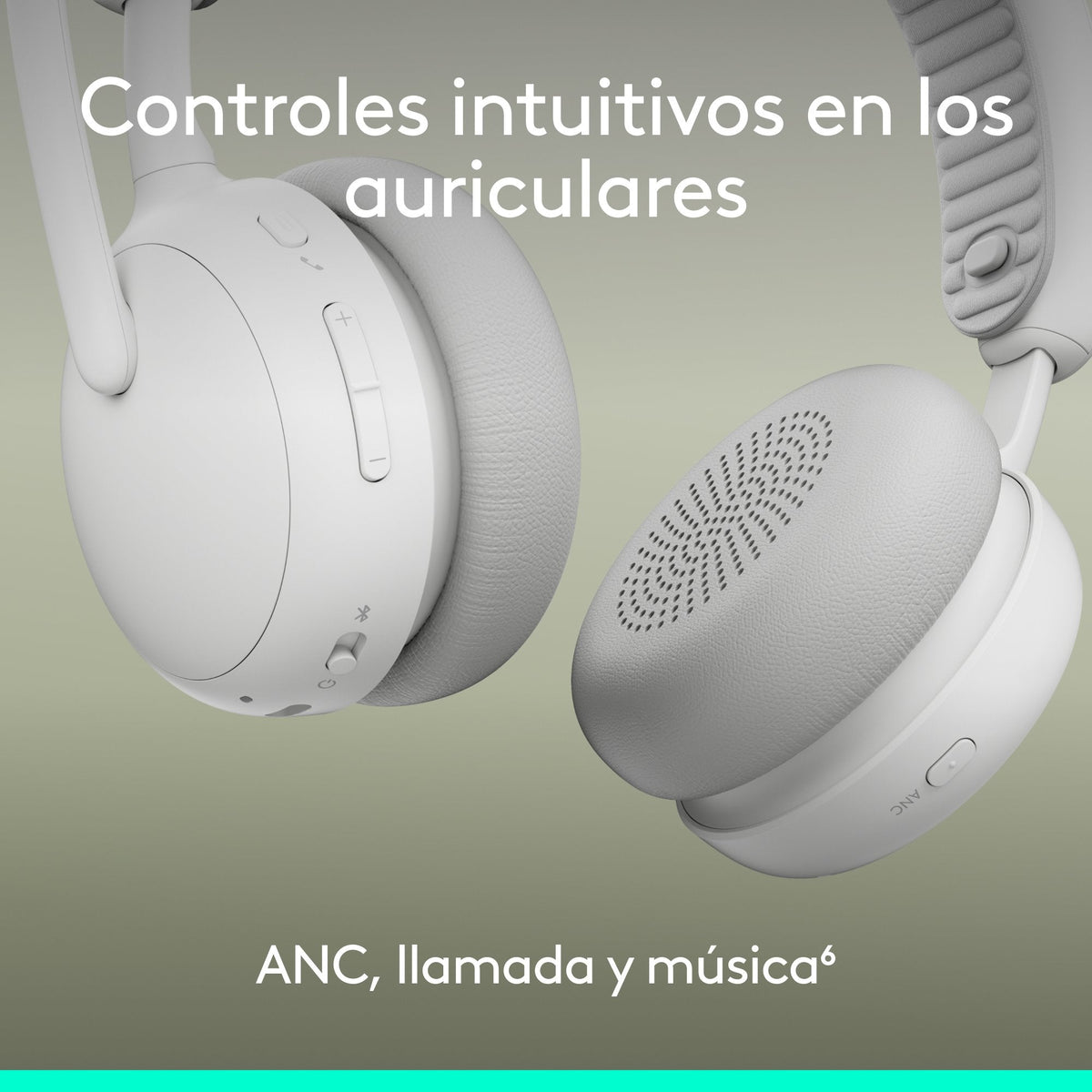 Auriculares Logitech Zone Wireless 2 Inalámbricos Bluetooth Con Cancelación De Ruido Blanco Crudo
