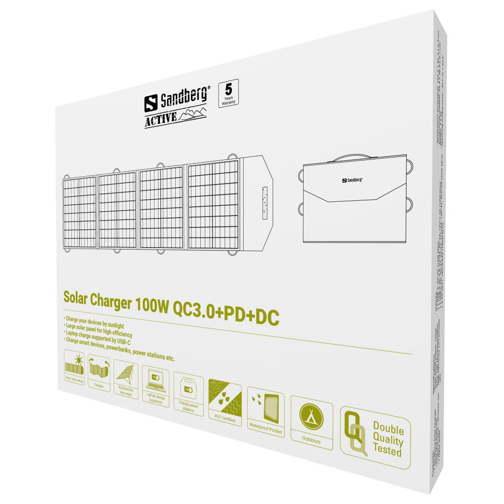Sandberg 420-81 Placa Solar 100w Qc3.0+Pd+Dc Silicio Monocristalino