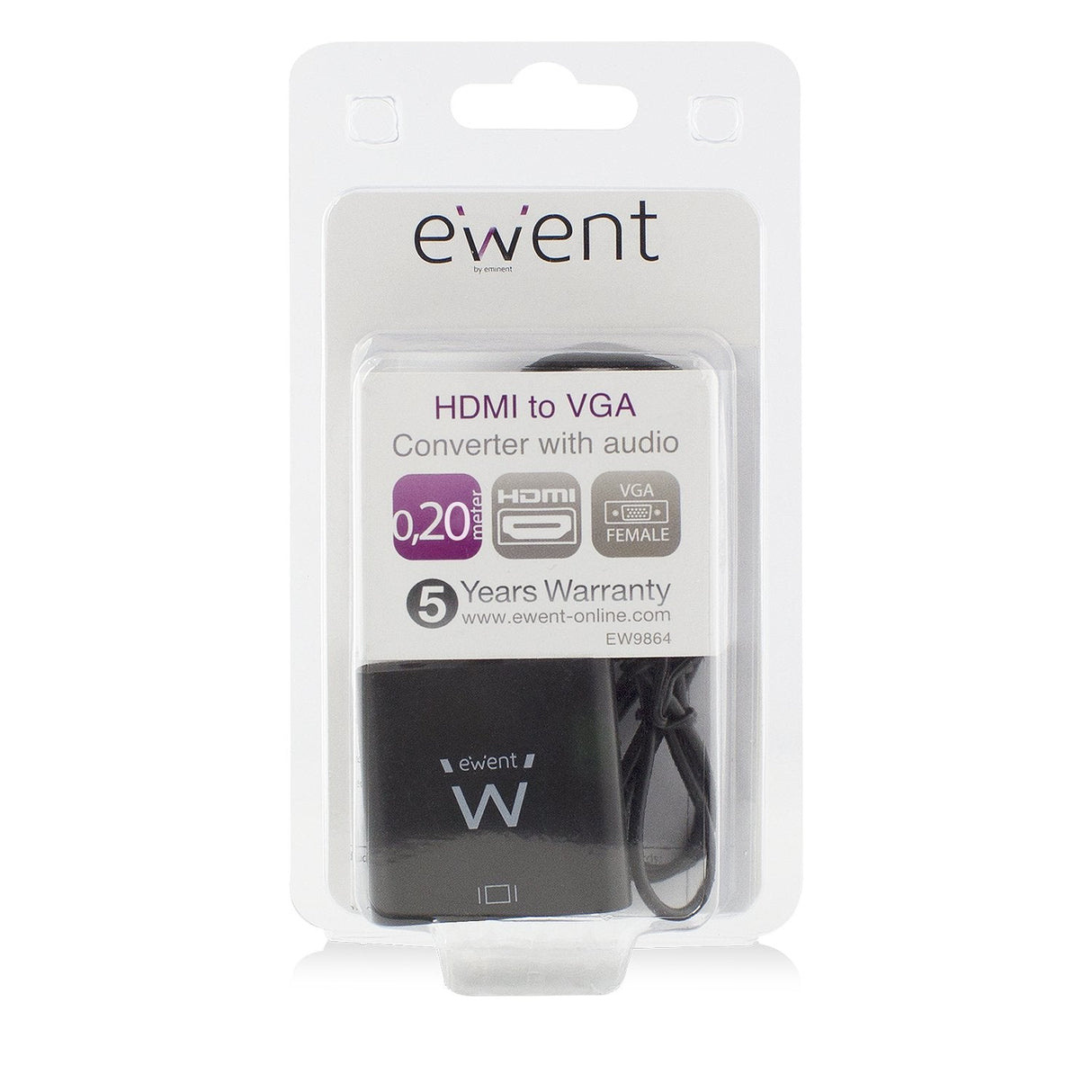 EAN 8056045875846 - Ewent EW9864 adaptador de cable de vídeo 0,2 m HDMI VGA, 3.5mm Negro imagen 5