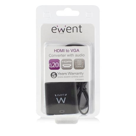 EAN 8056045875846 - Ewent EW9864 adaptador de cable de vídeo 0,2 m HDMI VGA, 3.5mm Negro imagen 5