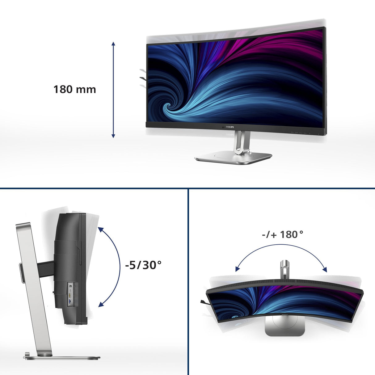 EAN 8712581806040 - Philips 5000 series 34B2U5600C/00 pantalla para PC 86,4 cm (34") 3440 x 1440 Pixeles Dual QHD LCD Gris imagen 3