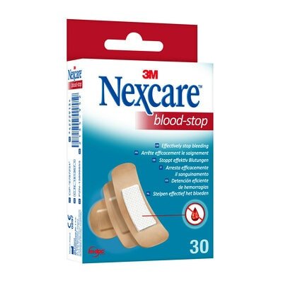 Nexcare Blood-Stop Pack De 30 Apositos Surtidos - Resistente Al Agua - Mayor Rapidez Deteniendo Hemorragias - Piel