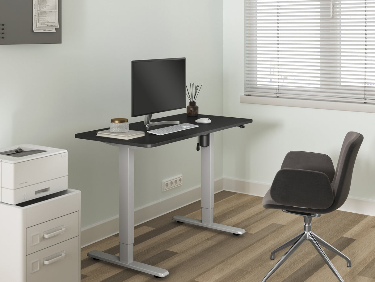 Mesa Electrica Ergonomica Altura Regulable  Tablero Negro 120x60  Color Estructura Gris Control Tactil Altura Desde 68cm-118cm