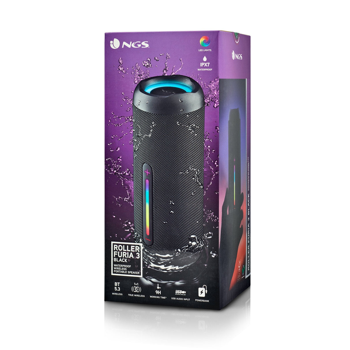Ngs Altavoz Port Bt Luces Rgb Ip67 Color Negro 60w