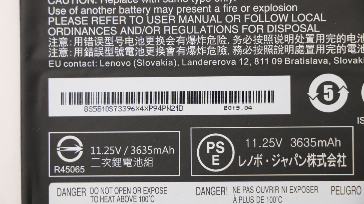 Battery 11.25v 42wh 3 Cell - 5b10s73396, Battery, Lenovo - Warranty: 3m