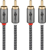 Goobay Más Cable De Cable Cinch Estereo Negro/Plateado, 5 Metros 65295