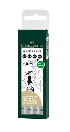 Faber Castell Rotuladores Calibrados Ecco Pigment 0,2-0,4-0,6-0,8 Mm Estuche De 4 Negro